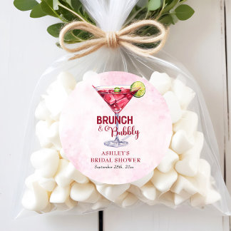 Sticker Rond Cocktails Brunch & Bubbly Enterrement de Vie de Je