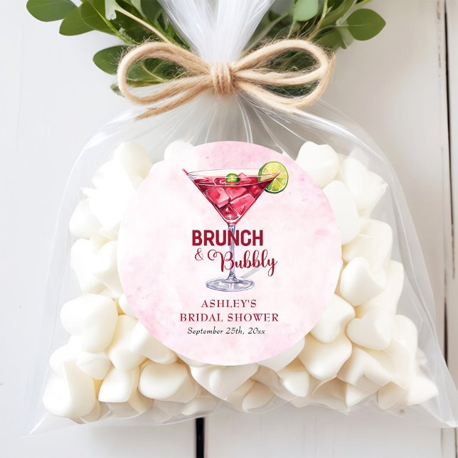 Sticker Rond Cocktails Brunch & Bubbly Enterrement de Vie de Je (Créateur téléchargé)