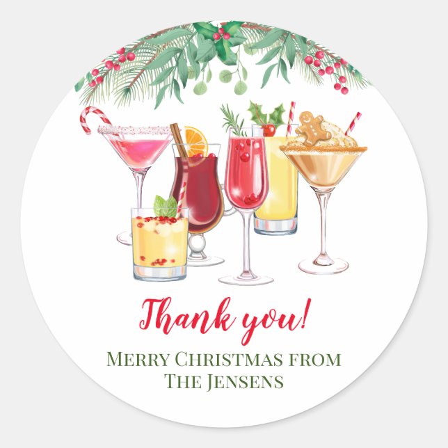 Sticker Rond Cocktails de Noël Fête de Noël (Devant)