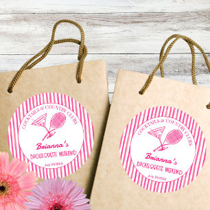 Sticker Rond Cocktails et country clubs tennis Bachelorette