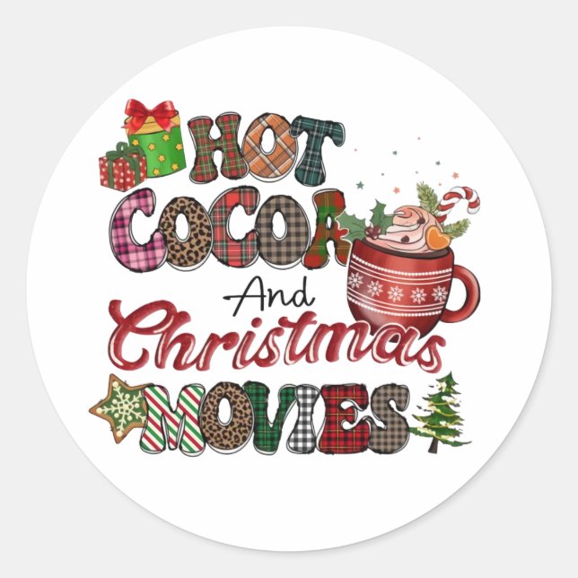 Sticker Rond Coco chaud et films de Noël (Devant)
