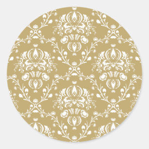 Sticker Rond Cocoa and Cream Damask