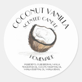Sticker Rond Coconut Vanilla Ingrédients maison Typographie