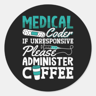 Sticker Rond Codage ICD de l'Assistant Café Codeur Médicale