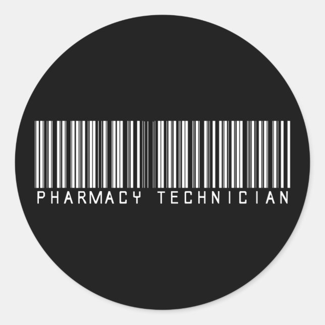 Sticker Rond Code barre du technicien en pharmacie (Devant)