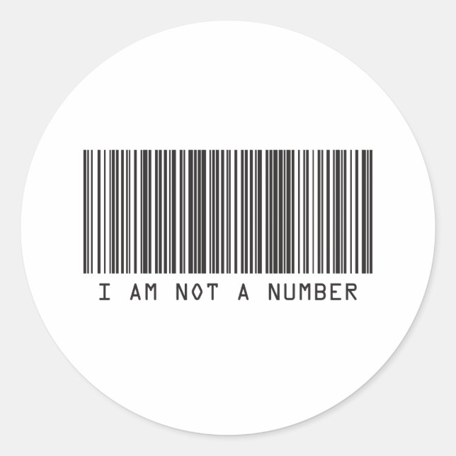 Sticker Rond Code-Barre - Je Ne Suis Pas Un Numéro (Devant)