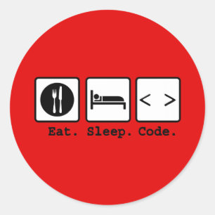 Sticker Rond code de sommeil manger Nerd