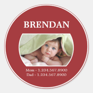 Sticker Rond Code d'identification des enfants avec coordonnées