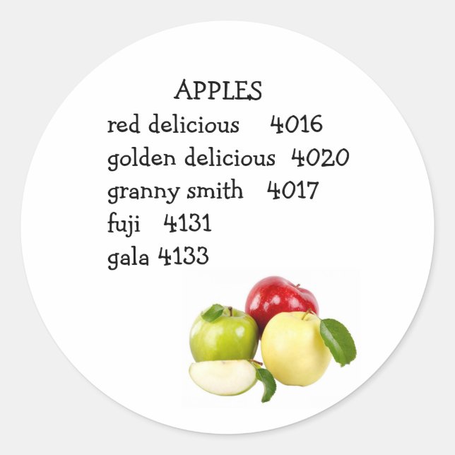 Sticker Rond Code PLU pour les pommes (Devant)