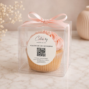 Sticker Rond Code QR Boulangerie Gâteau Monogramme Logo Entrepr