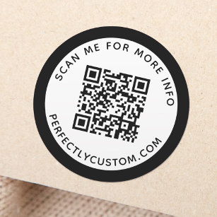 Sticker Rond Code QR de bordure noire moderne et texte