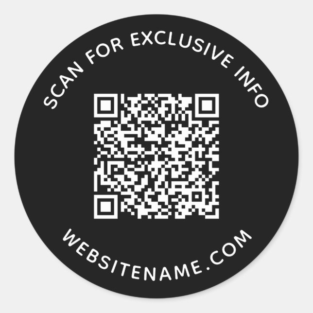 Sticker Rond Code QR de l'entreprise Texte personnalisé noir (Devant)