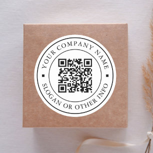 Sticker Rond Code QR de lien de site Web Nom d'entreprise minim