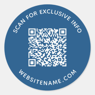 Sticker Rond Code QR d'entreprise Texte personnalisé Bleu