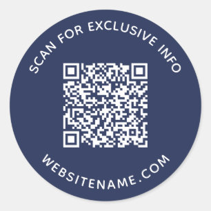 Sticker Rond Code QR d'entreprise Texte personnalisé Marine Ble