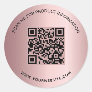 Sticker Rond Code QR d'informations commerciales rose blush