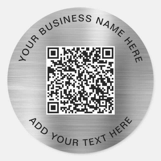 Sticker Rond Code QR Entreprise Argent (Devant)