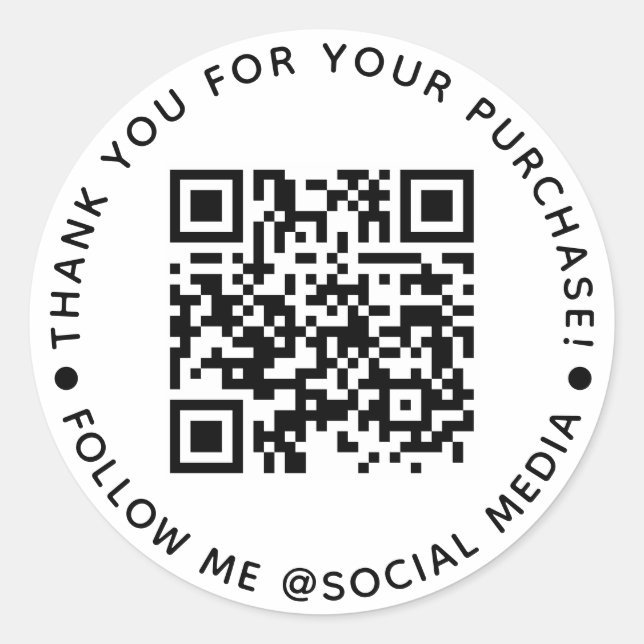 Sticker Rond Code QR Entreprise Merci pour votre achat Classe (Devant)