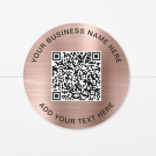 Sticker Rond Code QR Entreprise Rose Gold