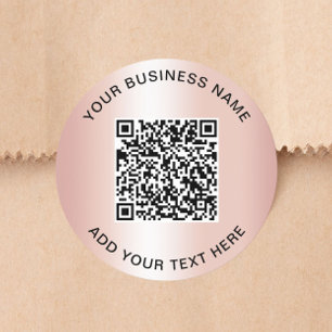 Sticker Rond Code QR Entreprise Rose Gold