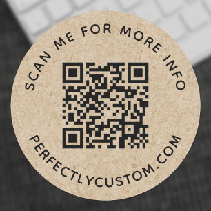 Sticker Rond Code QR et texte personnalisé apparence papier Kra