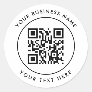 Sticker Rond Code QR et texte personnalisé Blanc personnalisé
