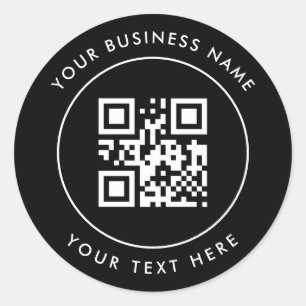 Sticker Rond Code QR et texte personnalisé Noir personnalisé