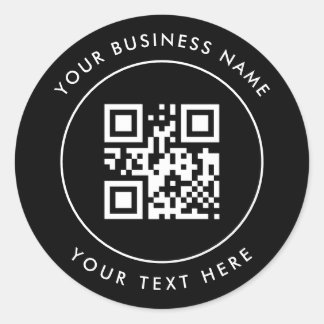 Sticker Rond Code QR et texte personnalisé Noir personnalisé