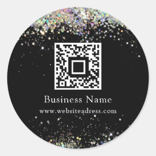 Sticker Rond Code QR Holographique Parties scintillant commerci