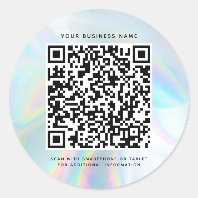 Sticker Rond Code QR Holographique Professionnel Personnalisé (Devant)