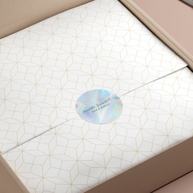 Sticker Rond Code QR holographique Salon de beauté artisanal (Holographic Business Owner Sticker)