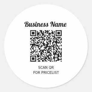 Sticker Rond Code QR Info minimale Noir Et Blanc Basique Clair