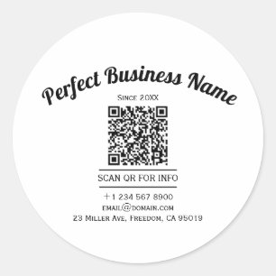 Sticker Rond Code QR Minimaliste Noir Et Blanc Simple Clair
