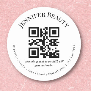 Sticker Rond code QR minimaliste petite entreprise salon de bea