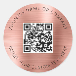 Sticker Rond Code QR minimaliste rose simple