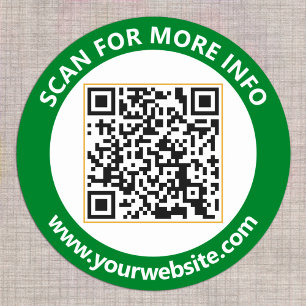 Sticker Rond Code QR moderne personnalisé Texte Vert forêt