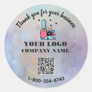 Sticker Rond Code QR personnalisé avec logo de remerciement pou
