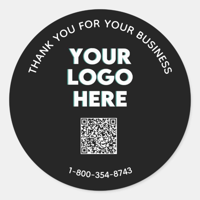 Sticker Rond Code QR personnalisé du logo du Merci d'affaires (Devant)