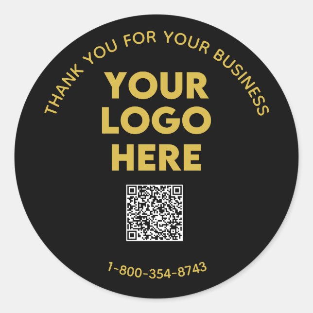 Sticker Rond Code QR personnalisé du logo du Merci d'affaires (Devant)