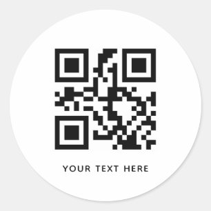 Sticker Rond Code QR personnalisé et promotion de texte blanc