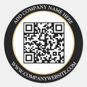 Sticker Rond Code QR personnalisé Texte noir blanc classique