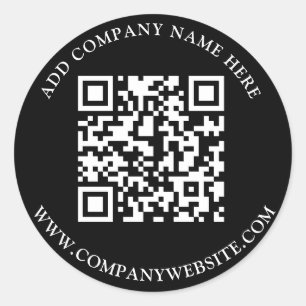 Sticker Rond Code QR personnalisé Texte noir blanc classique