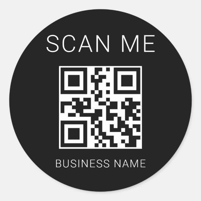 Sticker Rond Code QR professionnel noir entreprise personnalisé (Devant)