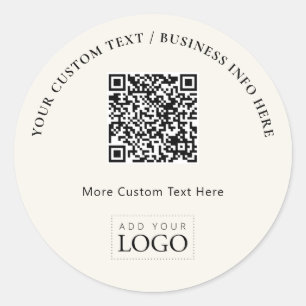 Sticker Rond Code QR promotionnel simple pour logo en ivoire