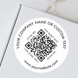 Sticker Rond Code QR Scannable Entreprise Entreprise Moderne Bl