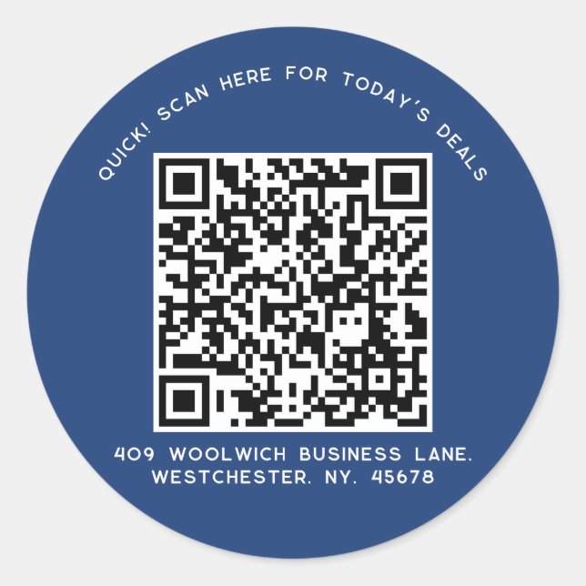 Sticker Rond Code QR simple personnalisé Petite entreprise Mark (Devant)