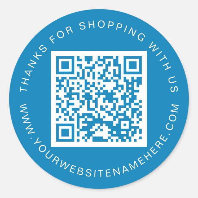 Sticker Rond Code QR Site Web Petite Entreprise Nom Ibiza Blue (Devant)