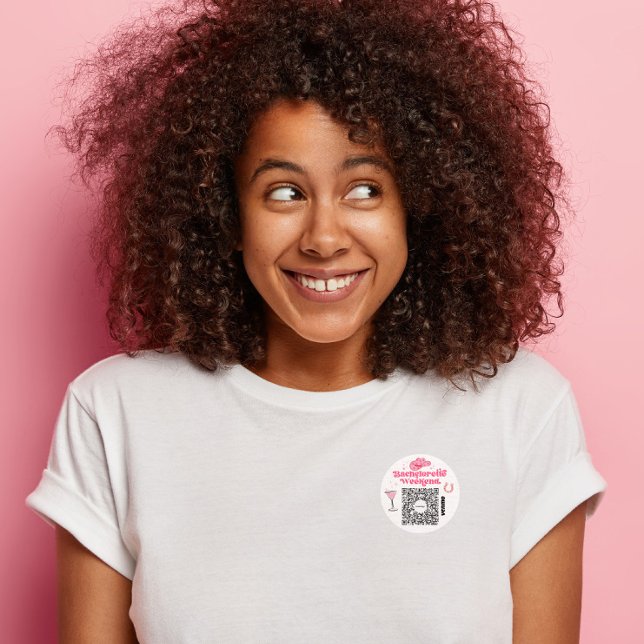 Sticker Rond Code QR Venmo de la future mariée - Payez un verre (Bachelorette Venmo Sticker)