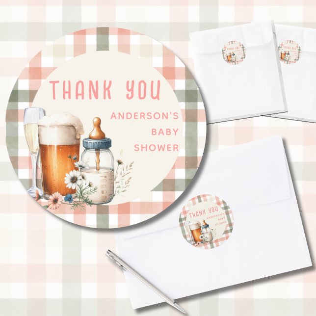 Sticker Rond COED Cheers Baby Sage Peach Bouteilles Brews Douch (Créateur téléchargé)