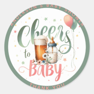 Sticker Rond COED Cheers to Baby est Brassage Bières Bouteilles